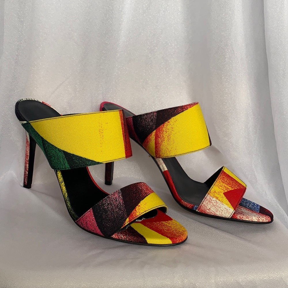 Brand New Versace Colorful Printed Mules size 36.5